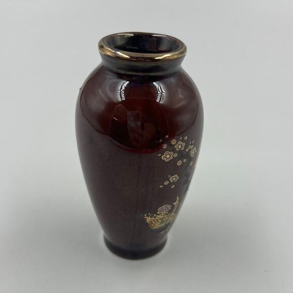 Vintage Miniature Peacock Japanese Vase CoBalt Gold Glazed Porcelain Mini Bud - Picture 6 of 11